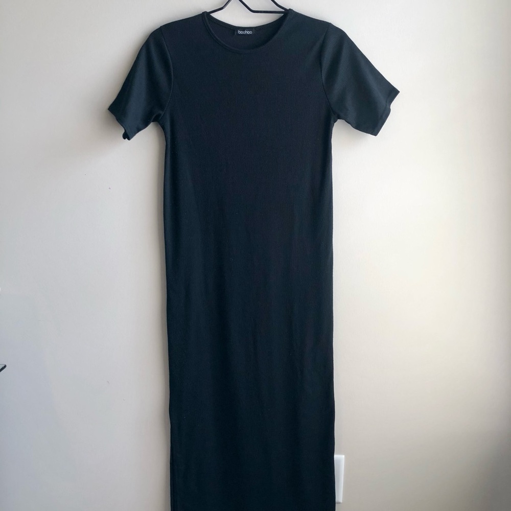 Boohoo Black Maxi Dress w Side Slit